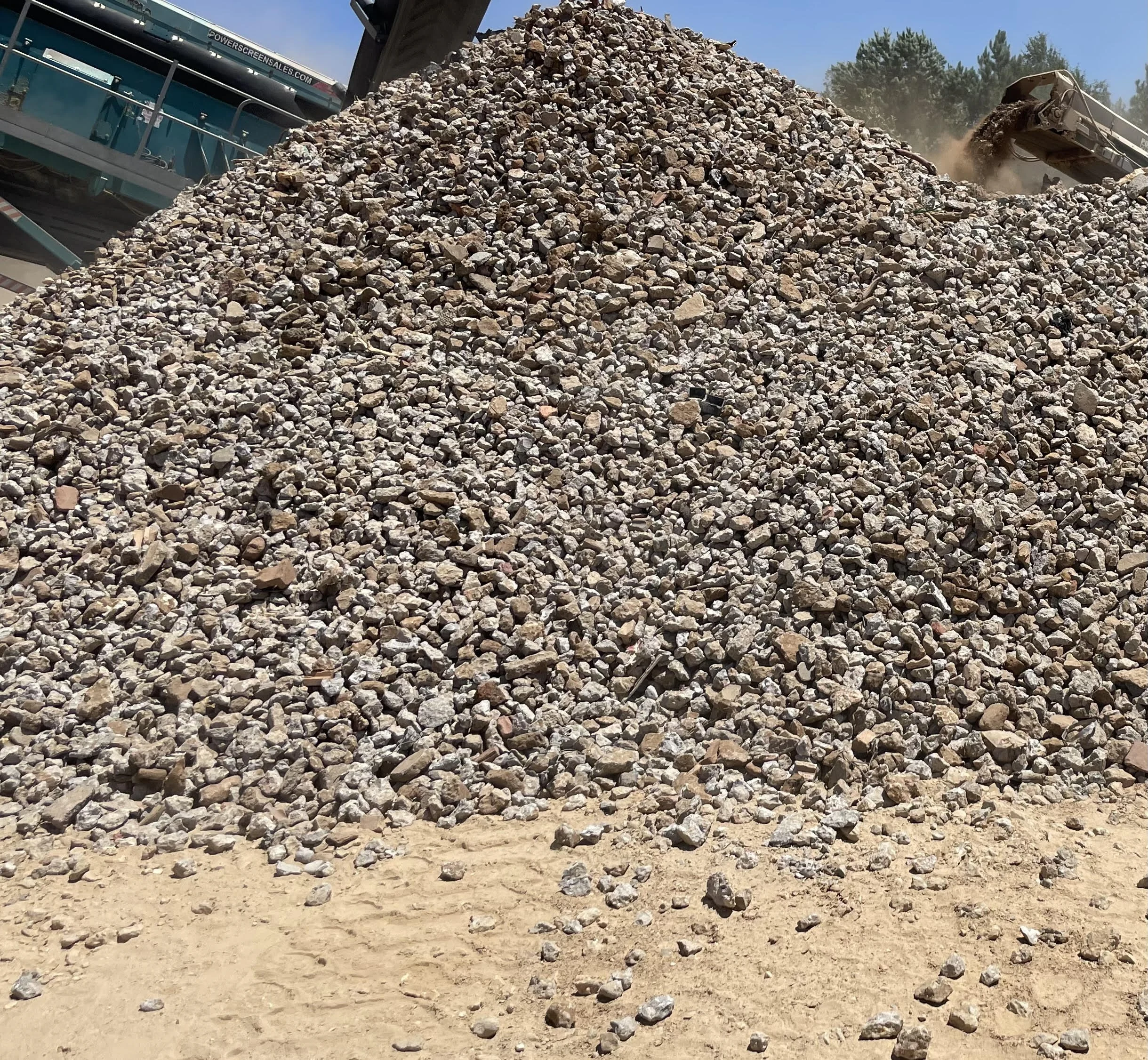 Oversize crushed concrete material.